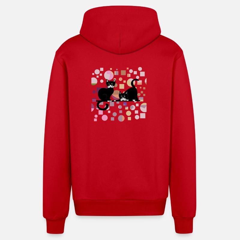 Chats - Veste à capuche bio décontractée fabriquée en UE - rouge