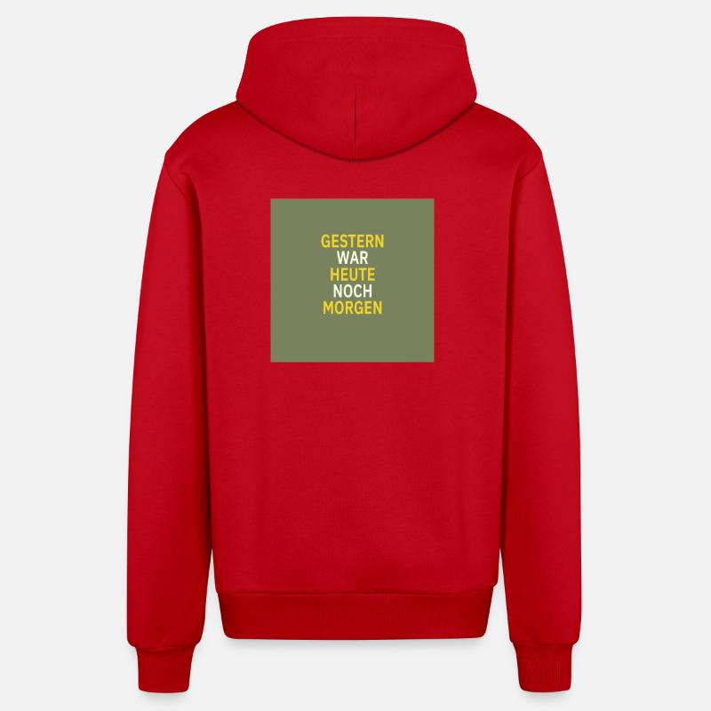 Gestern war heute noch morgen - Organic Relaxed Kapuzenjacke Made in EU - Rot