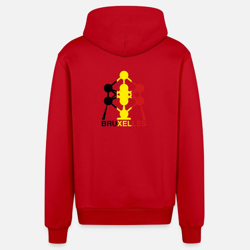 Atomium Brussels – Ikone der belgischen Flagge - Organic Relaxed Kapuzenjacke Made in EU - Rot