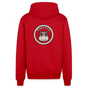 Hippo Love Hippo Logo Badge - Veste à capuche bio décontractée fabriquée en UE - rouge - Dos