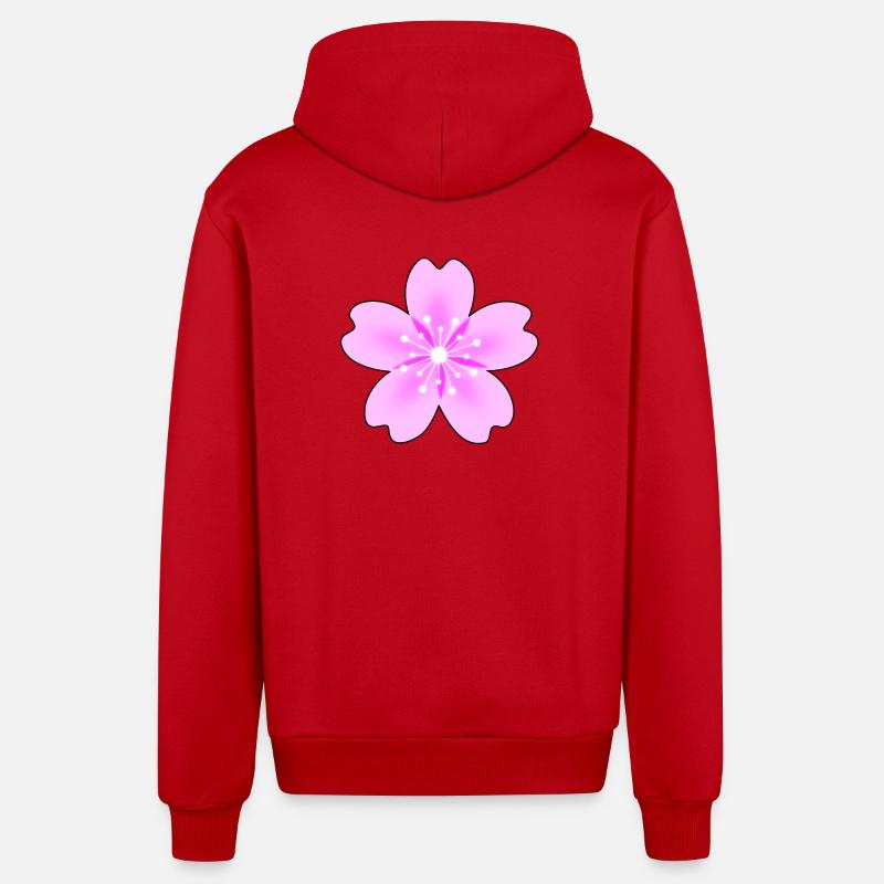 Fleur rose avec des rayons néon - Veste à capuche bio décontractée fabriquée en UE - rouge
