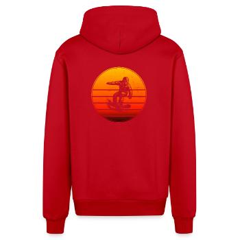 Klares Snowboard Motiv für jeden Tag - Organic Relaxed Kapuzenjacke Made in EU - Rot - Hinten