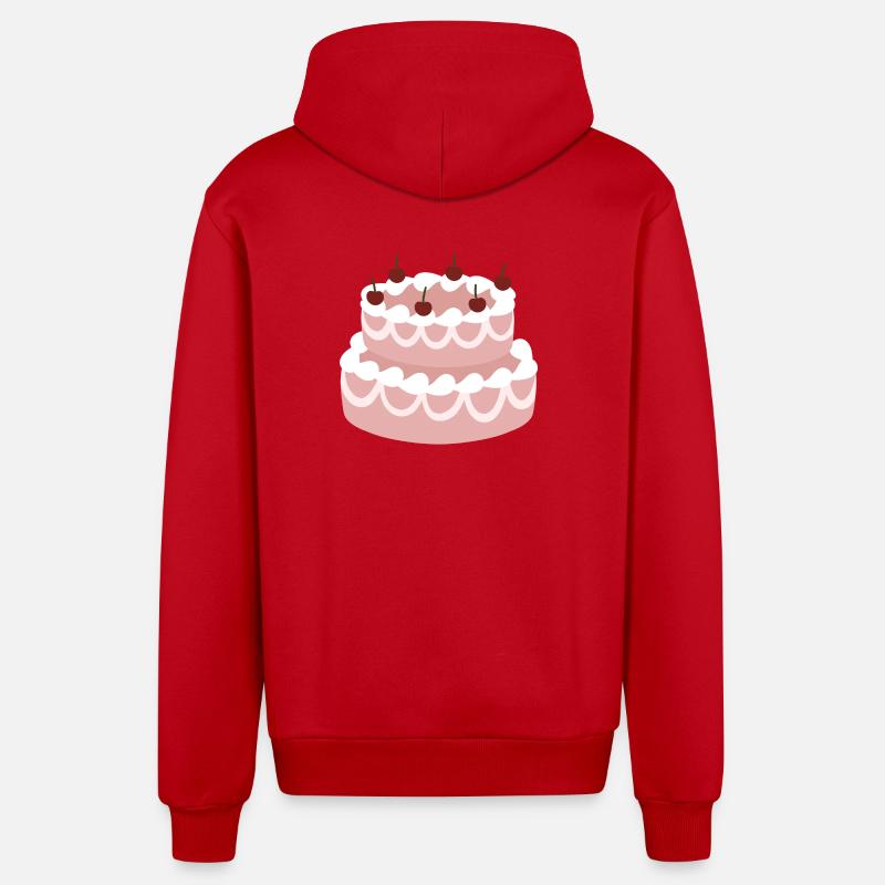 Cherry Pink Layer Cake - Organic Relaxed Hooded Jacket Made in EU - red