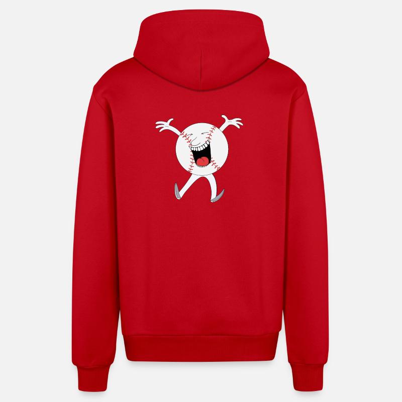 Mascotte de baseball rieur - Veste à capuche bio décontractée fabriquée en UE - rouge