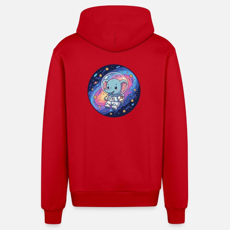 Éléphant spatial dans le casque d’astronaute - Veste à capuche bio décontractée fabriquée en UE - rouge