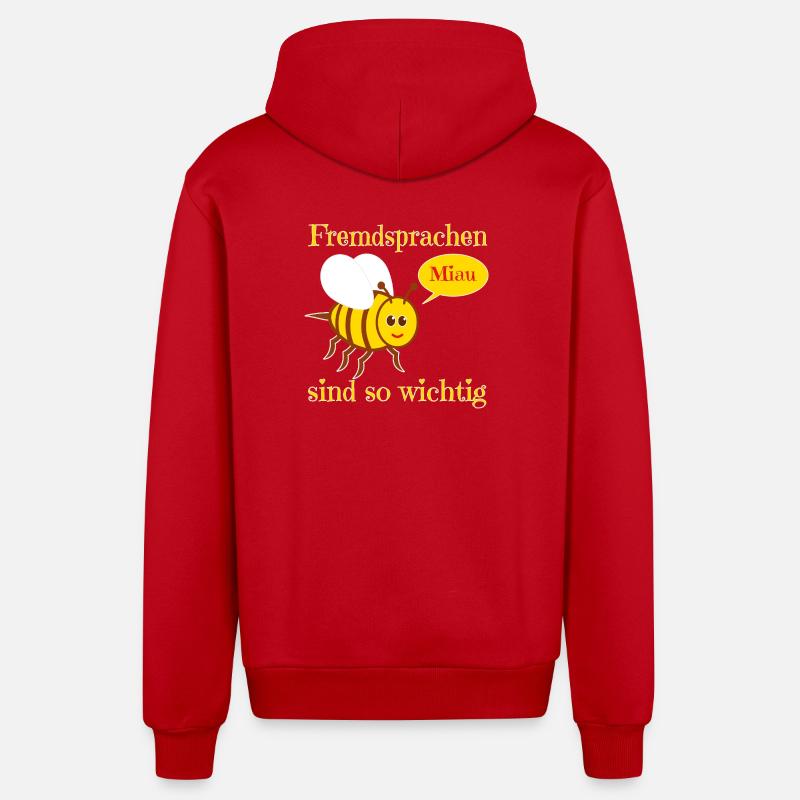 Funny bee in comic style - Organic Relaxed Hooded Jacket Made in EU - red
