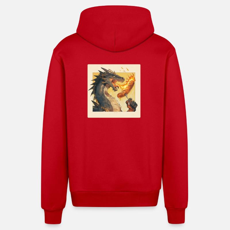 Dragon grille la bratwurst - Veste à capuche bio décontractée fabriquée en UE - rouge
