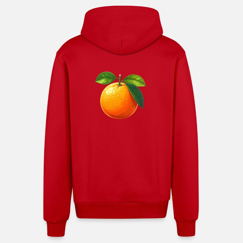 Orange (fruit) - Veste à capuche bio décontractée fabriquée en UE - rouge