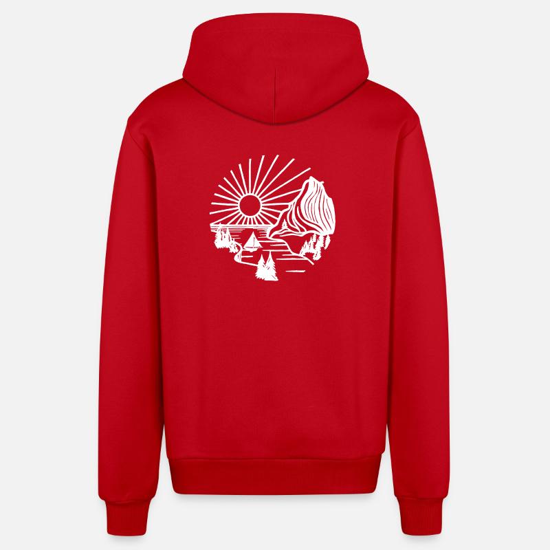 Paysage de vacances (blanc) - Veste à capuche bio décontractée fabriquée en UE - rouge