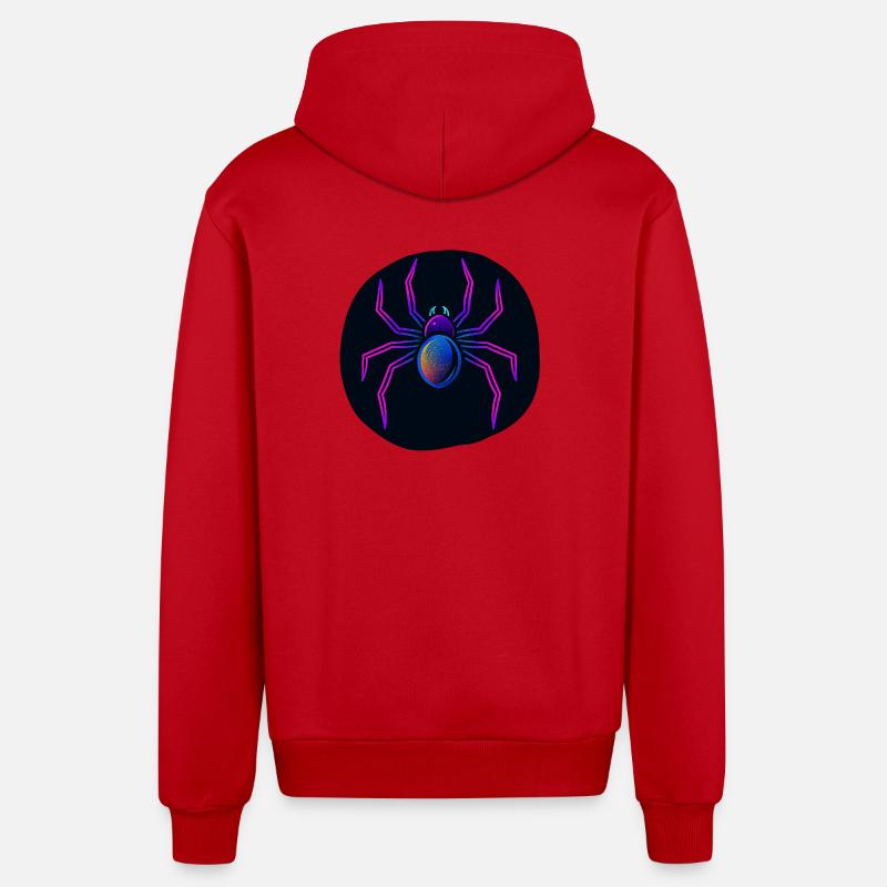 Araignée néon dans l’espace - Veste à capuche bio décontractée fabriquée en UE - rouge