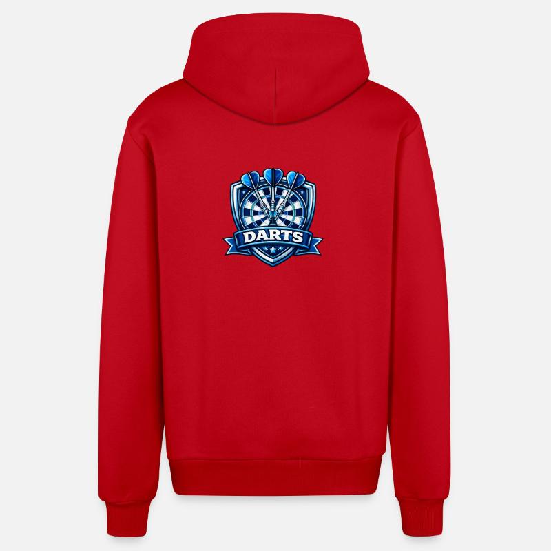 Logo du Bouclier Blue Darts - Veste à capuche bio décontractée fabriquée en UE - rouge