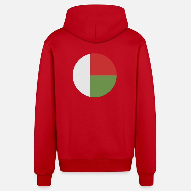 Drapeau rond de Madagascar - Veste à capuche bio décontractée fabriquée en UE - rouge
