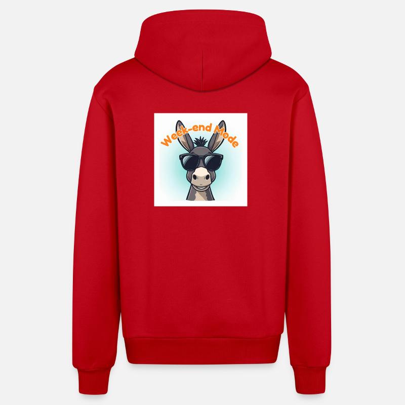 Âne Week-end Mode - Veste à capuche bio décontractée fabriquée en UE - rouge