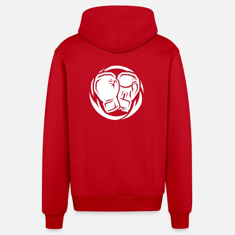 Icône des gants de boxe - Veste à capuche bio décontractée fabriquée en UE - rouge