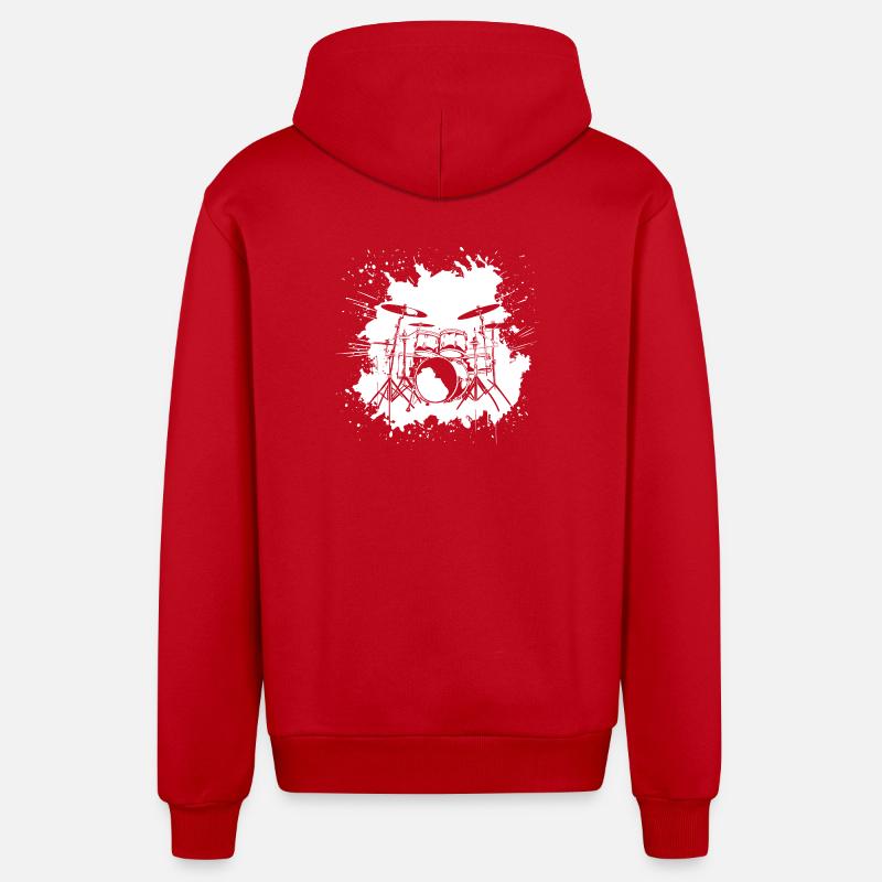 percussion - Veste à capuche bio décontractée fabriquée en UE - rouge