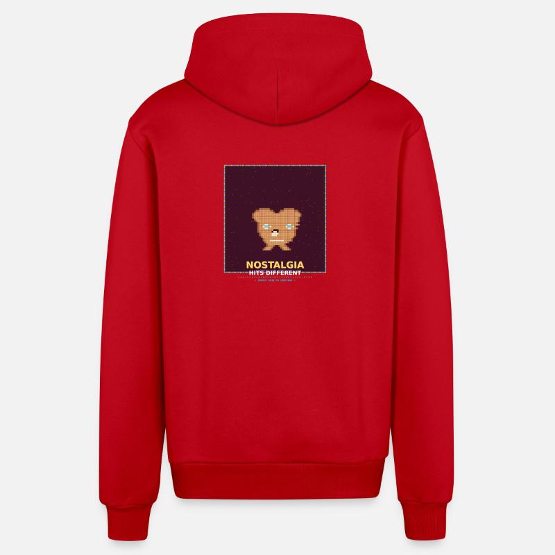 Nostalgia Pixel Bear : RetroGlanz Design - Veste à capuche bio décontractée fabriquée en UE - rouge