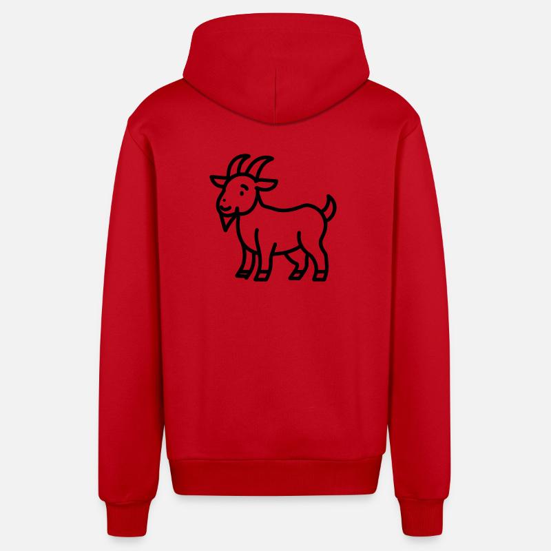 chèvre - Veste à capuche bio décontractée fabriquée en UE - rouge