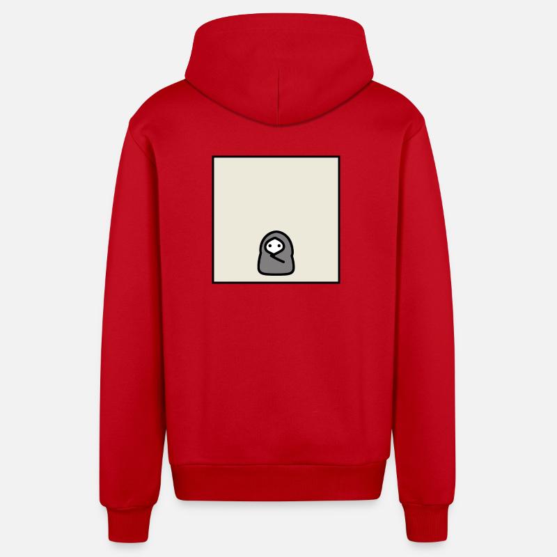 Introvert Cocoon Minimal Meme Character - Organic Relaxed Kapuzenjacke Made in EU - Rot