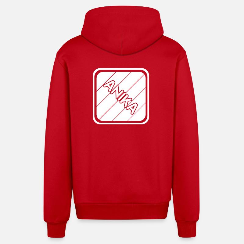 Anika as a first name - Organic Relaxed Hooded Jacket Made in EU - red