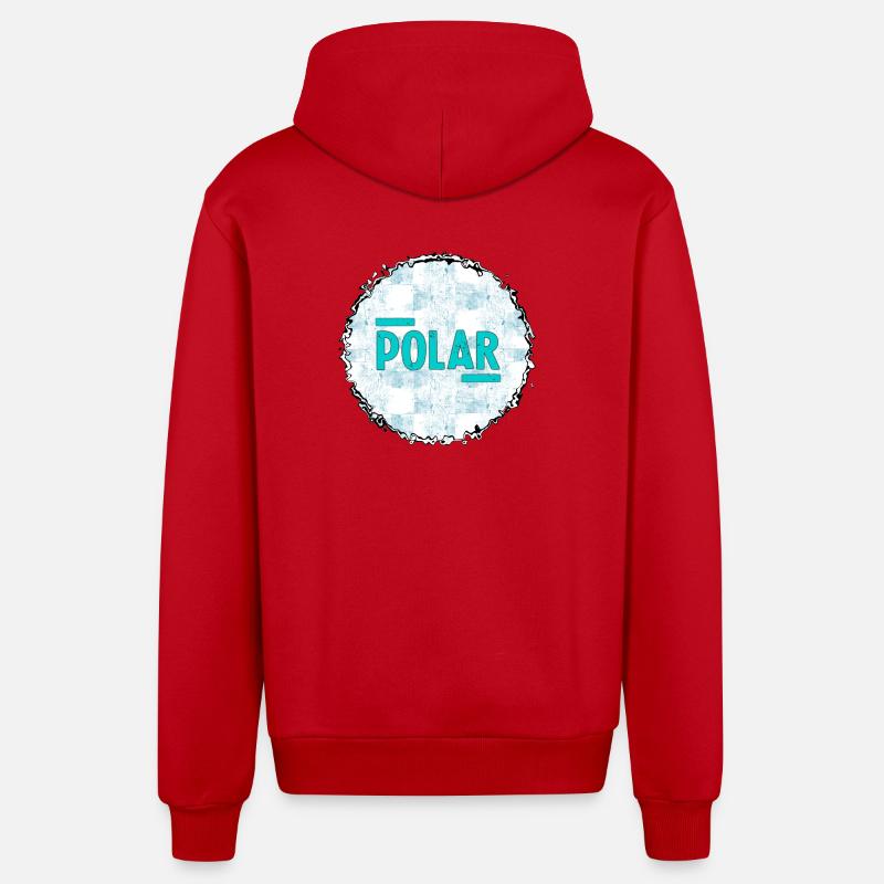 Polar Eisblau Logo Muster - Veste à capuche bio décontractée fabriquée en UE - rouge