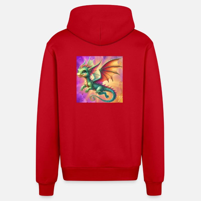 dragon - Veste à capuche bio décontractée fabriquée en UE - rouge
