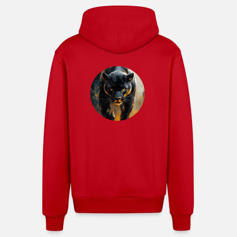 Design de Panthère noire - Veste à capuche bio décontractée fabriquée en UE - rouge