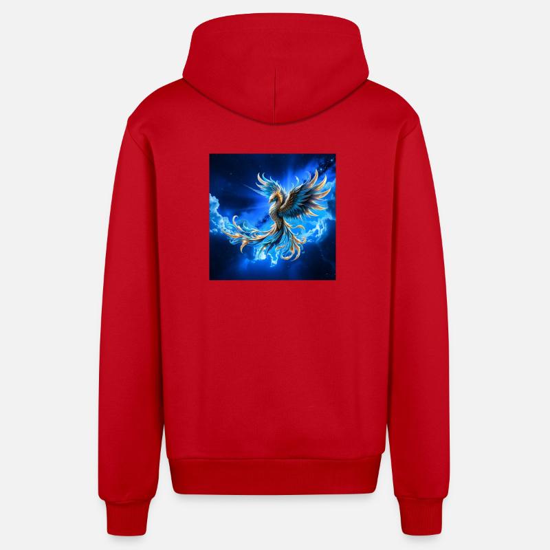 Phénix du Ciel de Feu - Veste à capuche bio décontractée fabriquée en UE - rouge