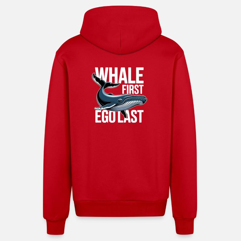 WHALE FIRST • EGO LAST #2 - Organic Relaxed Kapuzenjacke Made in EU - Rot