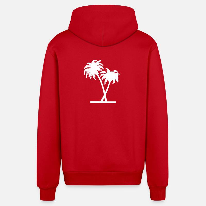 Palmiers - Veste à capuche bio décontractée fabriquée en UE - rouge