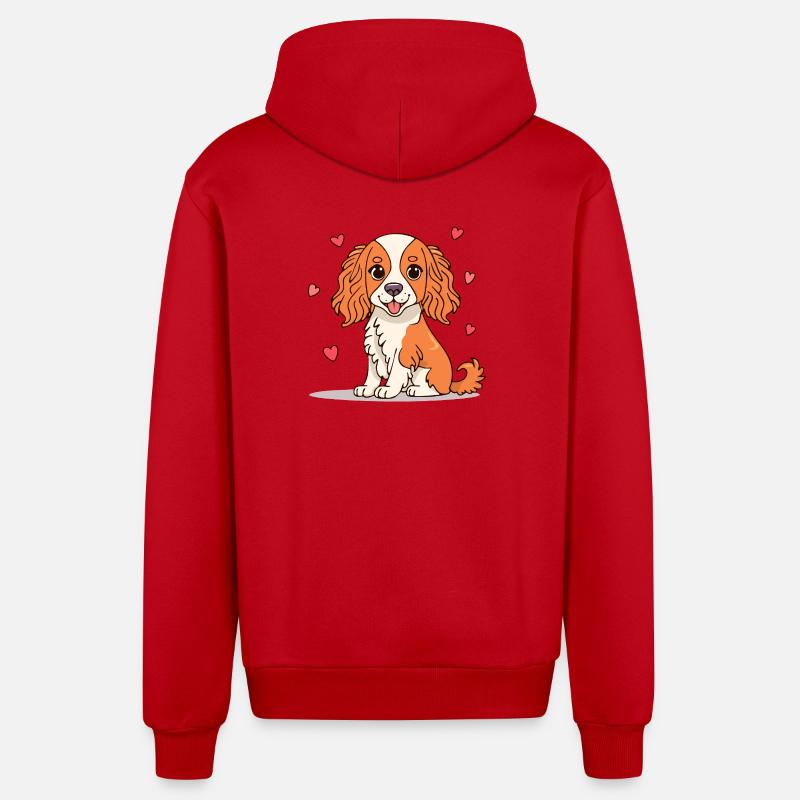 Cavalier Spaniel (bande dessinée) - Veste à capuche bio décontractée fabriquée en UE - rouge