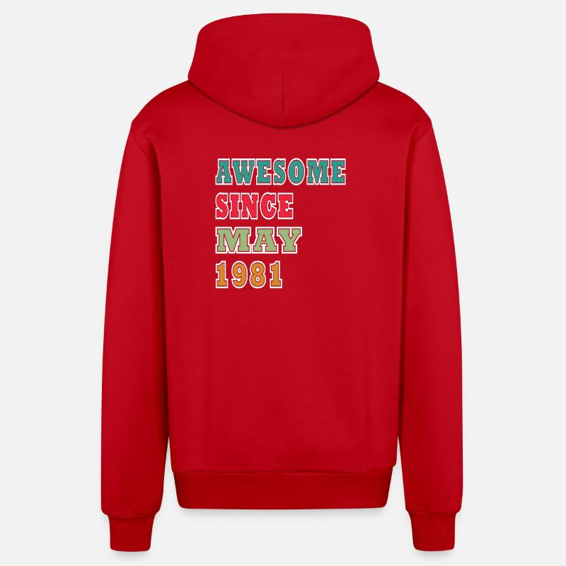 Awesome since May 1981 - Organic Relaxed Hooded Jacket Made in EU - red