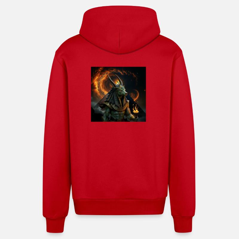 Anubis Guerrier du Feu - Veste à capuche bio décontractée fabriquée en UE - rouge