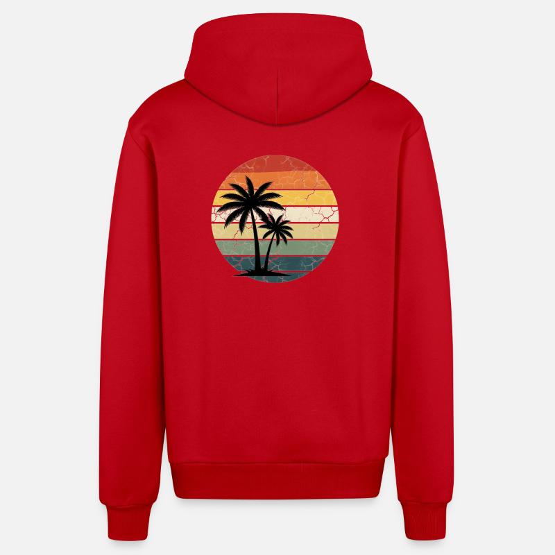 tropicale de vacances à la plage - Veste à capuche bio décontractée fabriquée en UE - rouge