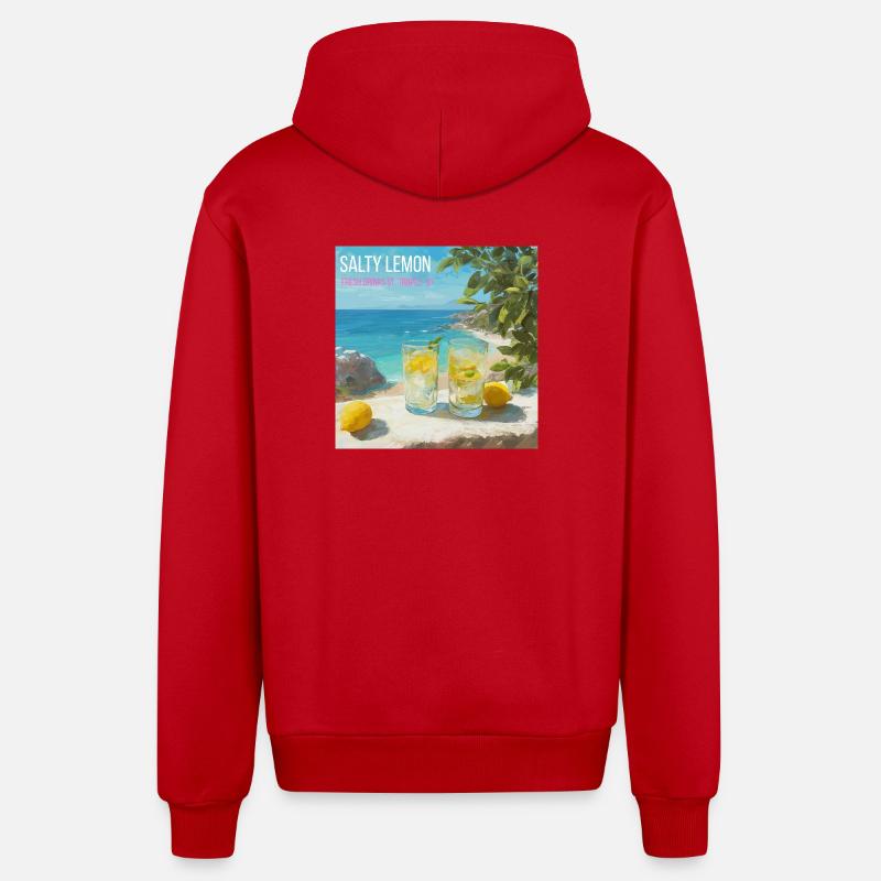 Magic Salt Lemon Beach 87 - Veste à capuche bio décontractée fabriquée en UE - rouge