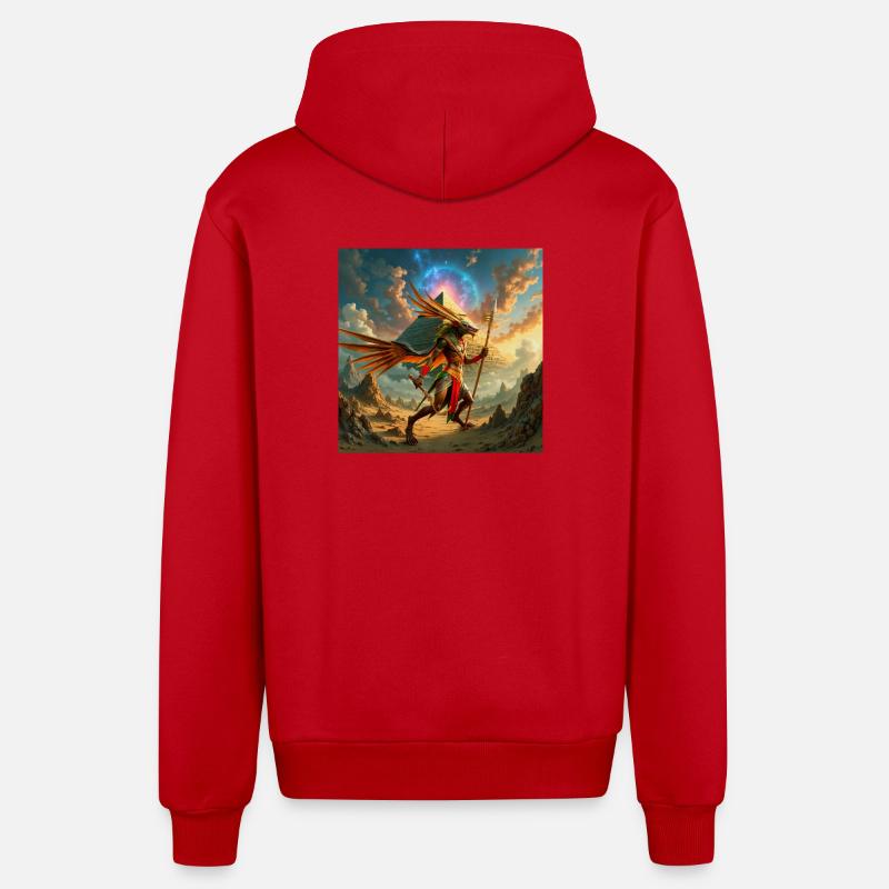 Gardien ailé de la pyramide - Veste à capuche bio décontractée fabriquée en UE - rouge