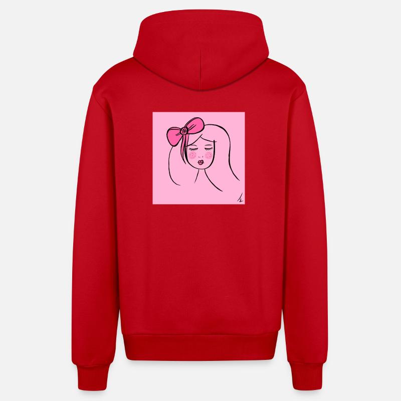 Fille Rose - Veste à capuche bio décontractée fabriquée en UE - rouge