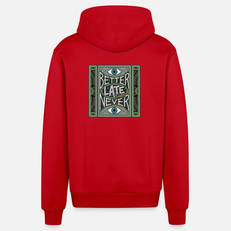 BetterLateThanNever_Original - Organic Relaxed Hooded Jacket Made in EU - red
