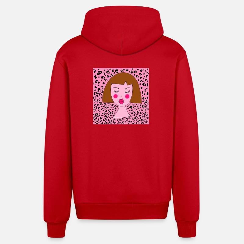 FILLE LÉOPARD - Veste à capuche bio décontractée fabriquée en UE - rouge