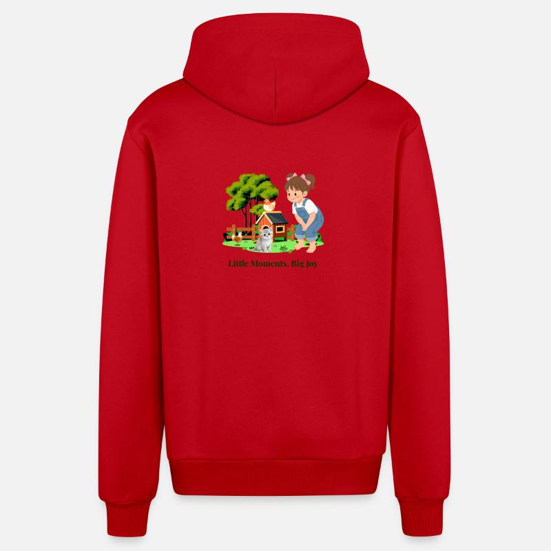 Un petit moment, beaucoup de joie. - Veste à capuche bio décontractée fabriquée en UE - rouge