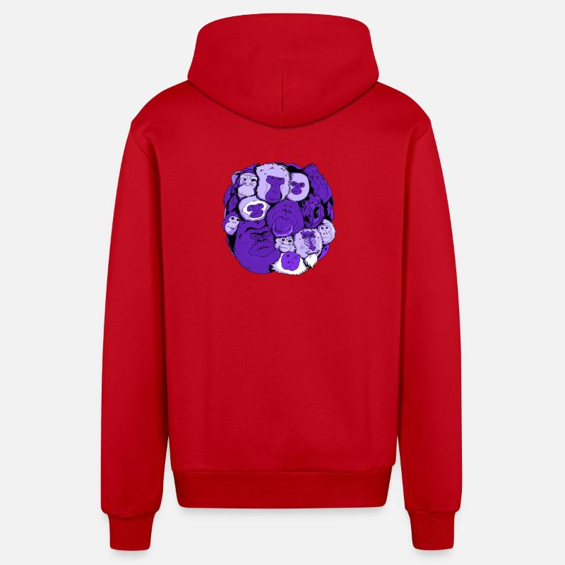 Monkey Ball - Organic Relaxed Hooded Jacket Made in EU - red