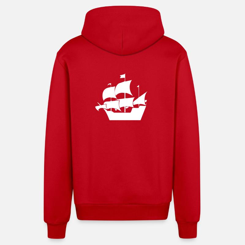 Voile - Veste à capuche bio décontractée fabriquée en UE - rouge