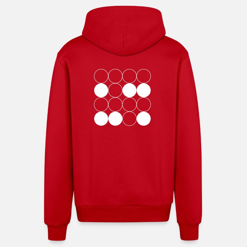 Circle Grid pattern - Organic Relaxed Hooded Jacket Made in EU - red