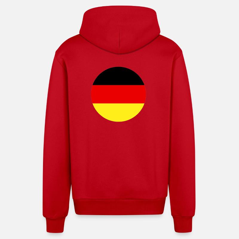 Drapeau rond allemand - Veste à capuche bio décontractée fabriquée en UE - rouge