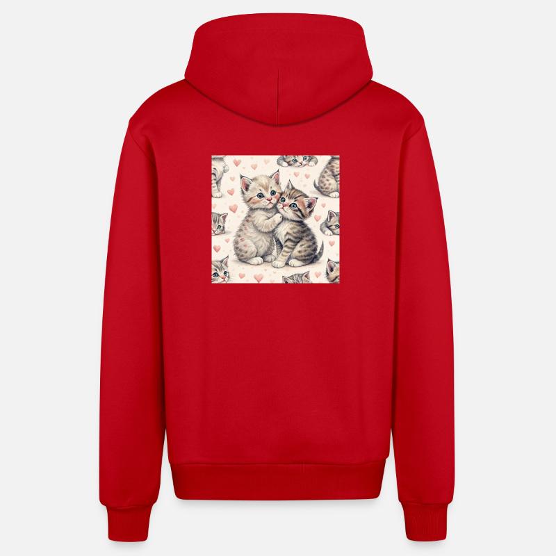 Étreinte sincère de Pastel Kittens - Veste à capuche bio décontractée fabriquée en UE - rouge