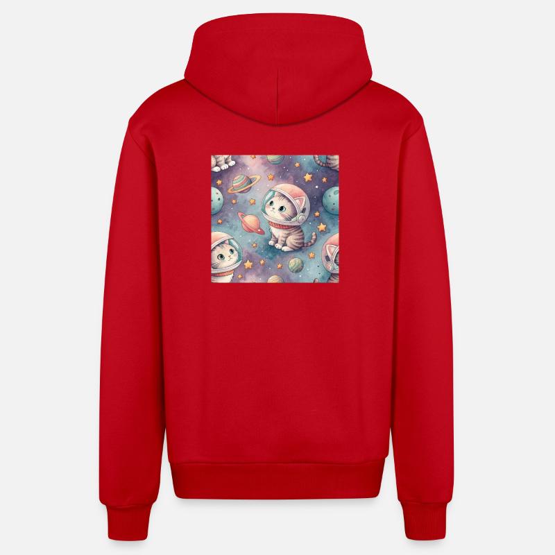 Chaton cosmique en orbite - Veste à capuche bio décontractée fabriquée en UE - rouge