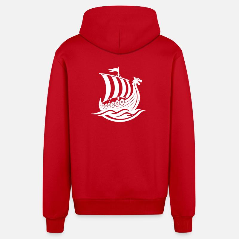Wikingerboot - Organic Relaxed Kapuzenjacke Made in EU - Rot