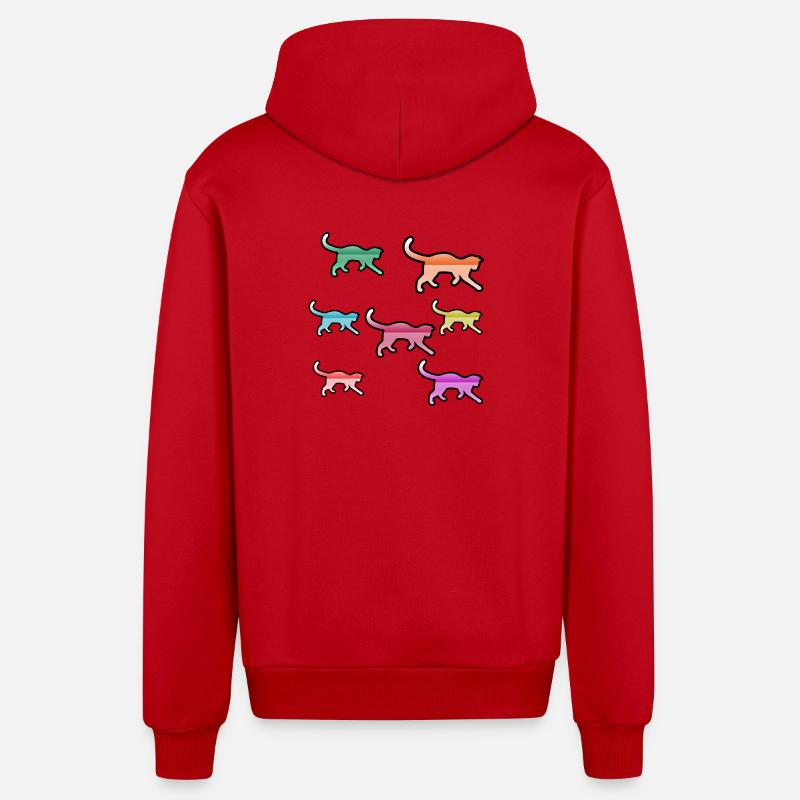félin - Veste à capuche bio décontractée fabriquée en UE - rouge