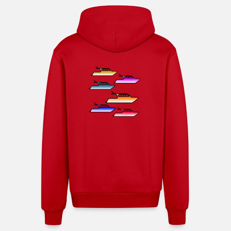 Bateaux à moteur - Veste à capuche bio décontractée fabriquée en UE - rouge