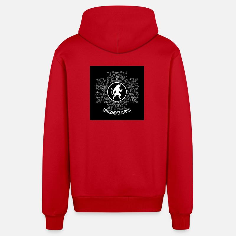 Minotaure White - Veste à capuche bio décontractée fabriquée en UE - rouge