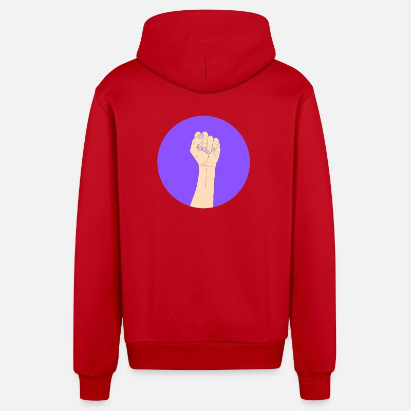 Autonomisation en violet - Veste à capuche bio décontractée fabriquée en UE - rouge